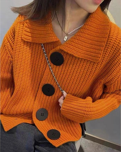 Yara® | Cardigan tricoté orange avec boutons