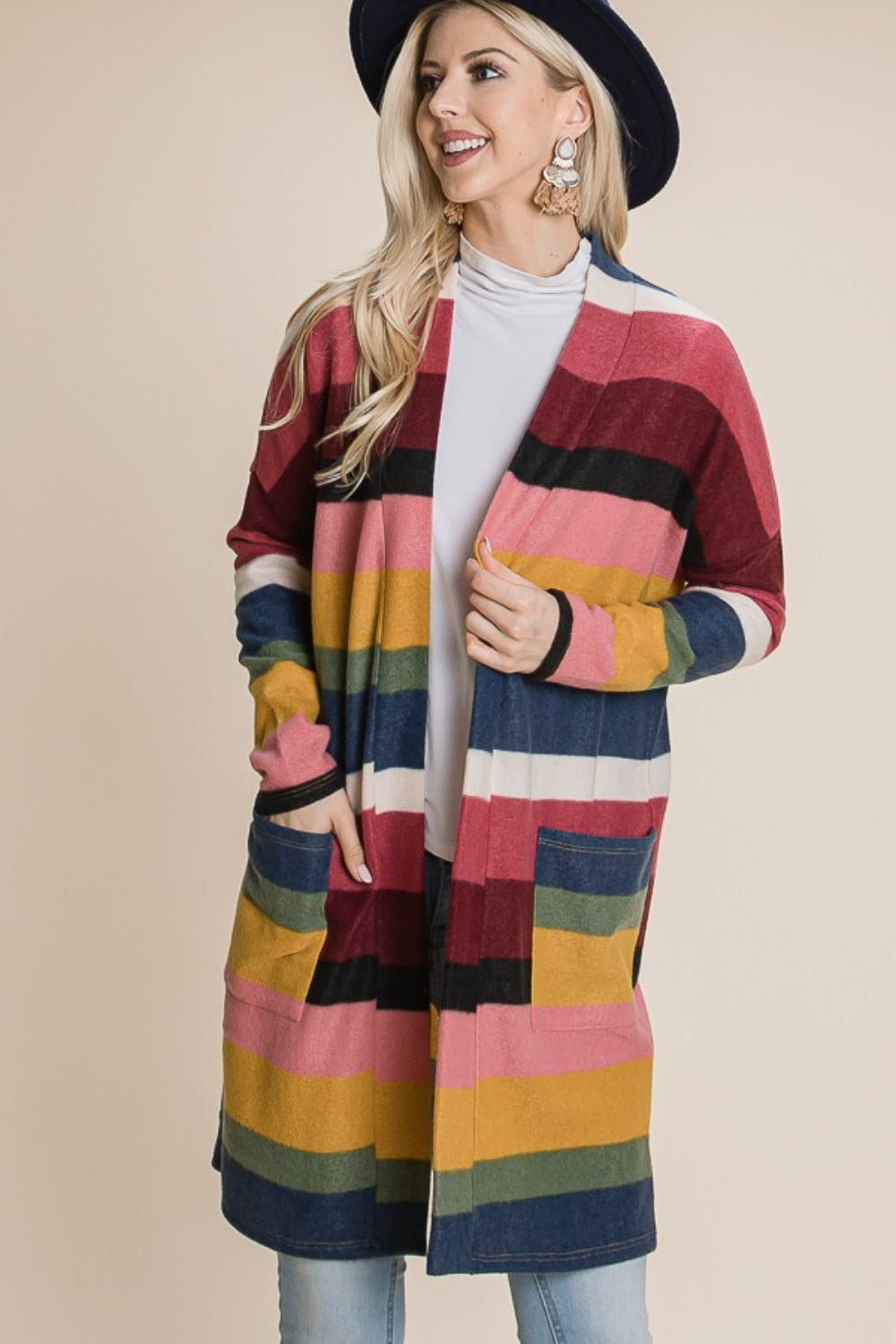 Tania® | Cardigan ouvert sur le devant à rayures color block