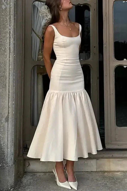 Andrea - Robe midi sans manches à encolure en U