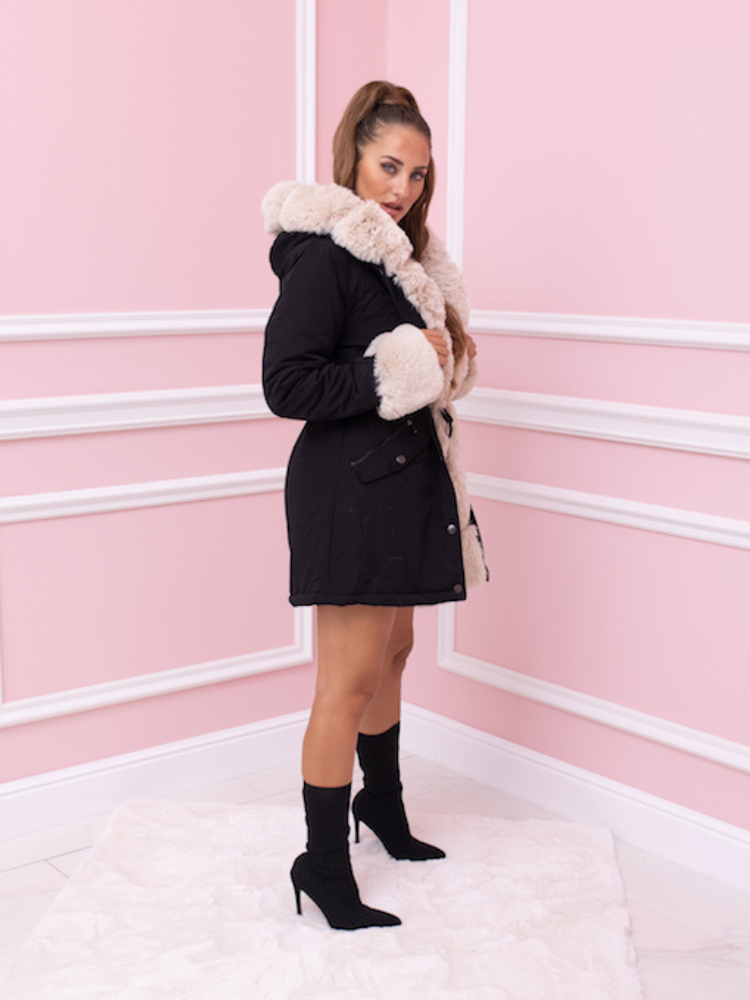 Virna® | Manteau doudoune à capuche en fausse fourrure pour femme