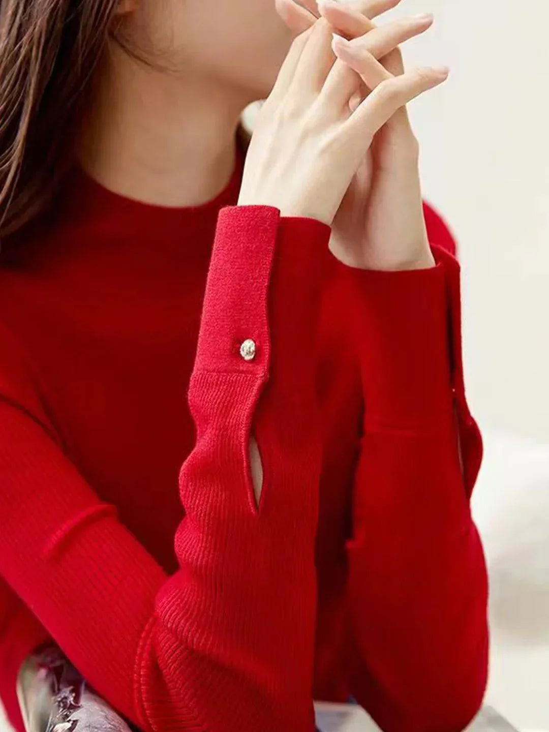 Nicoletta® | Pull classique à col roulé rouge