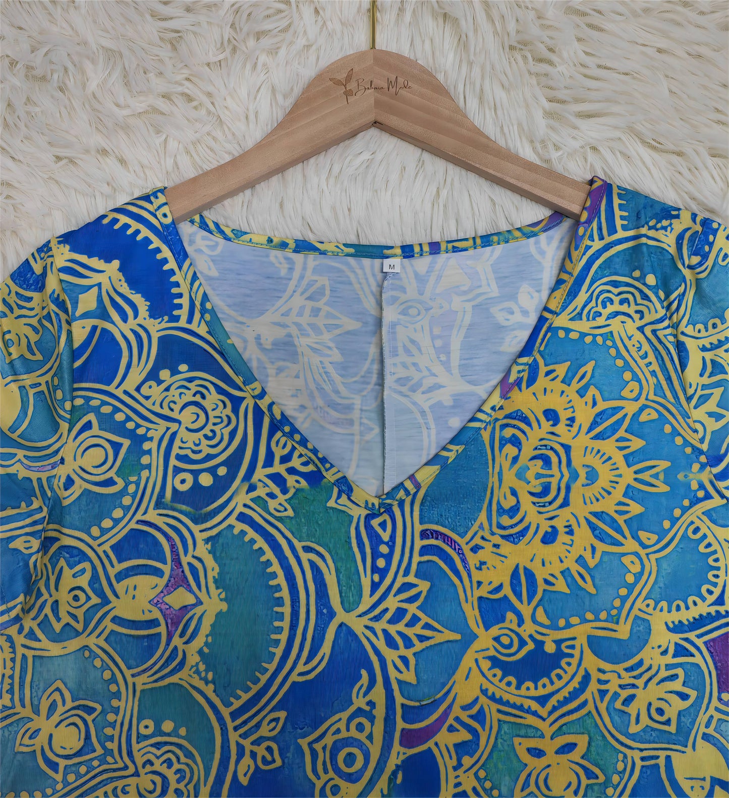 Thekla® | Mini-robe à manches courtes et imprimé mandala bleu océan, longueur aux genoux