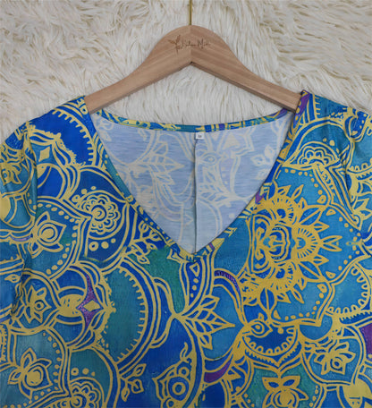 Thekla® | Mini-robe à manches courtes et imprimé mandala bleu océan, longueur aux genoux