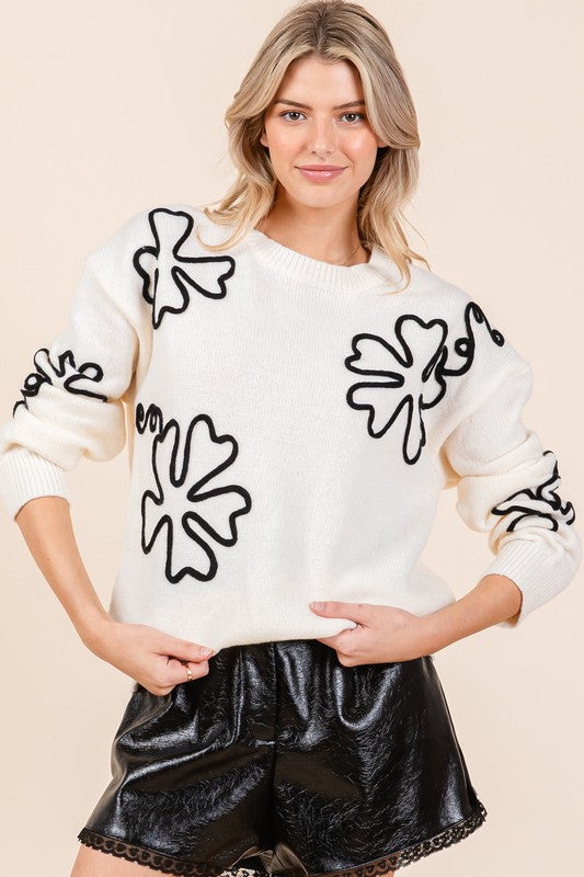 Adriana® | Pull en maille avec broderie florale