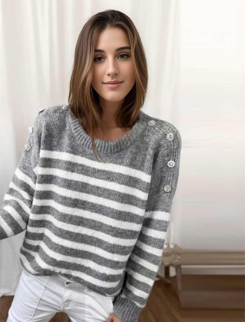 Trauté® | Pull manches longues rayé chic