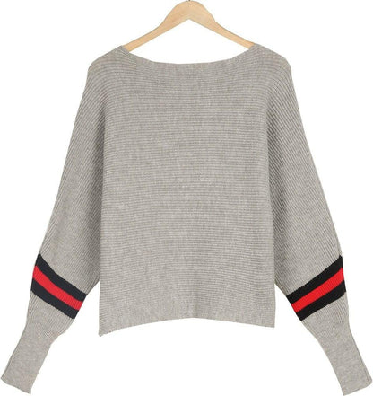 Xiména® | Pull gris rayé rouge Boston