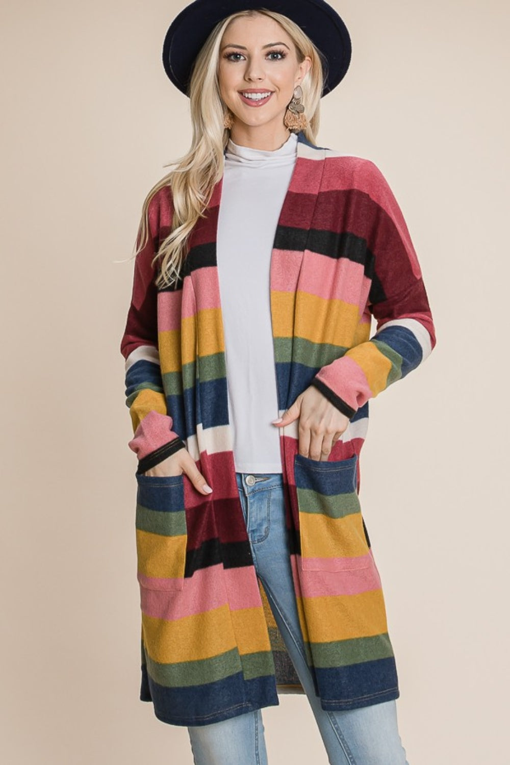 Tania® | Cardigan ouvert sur le devant à rayures color block