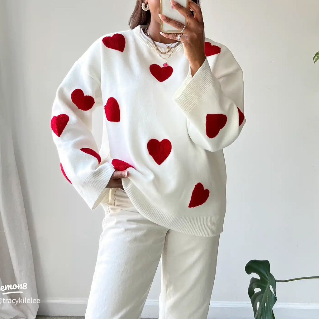 Uta® | Pull Femme En Maille Avec Coeur D'amour Brodé