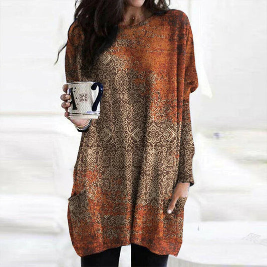 Yolante® | Pull orange élégant à imprimé mandala