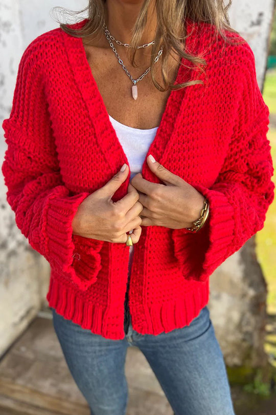 Tamara® | Cardigan à manches longues et col en V de couleur unie à la mode