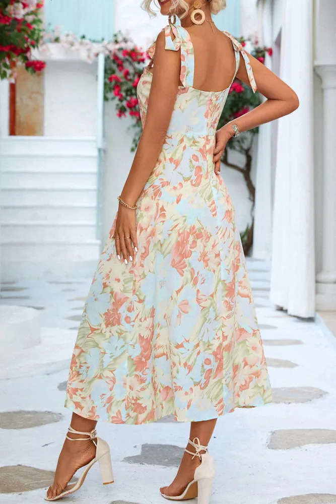 Berta - Robe midi sans bretelles à imprimé floral