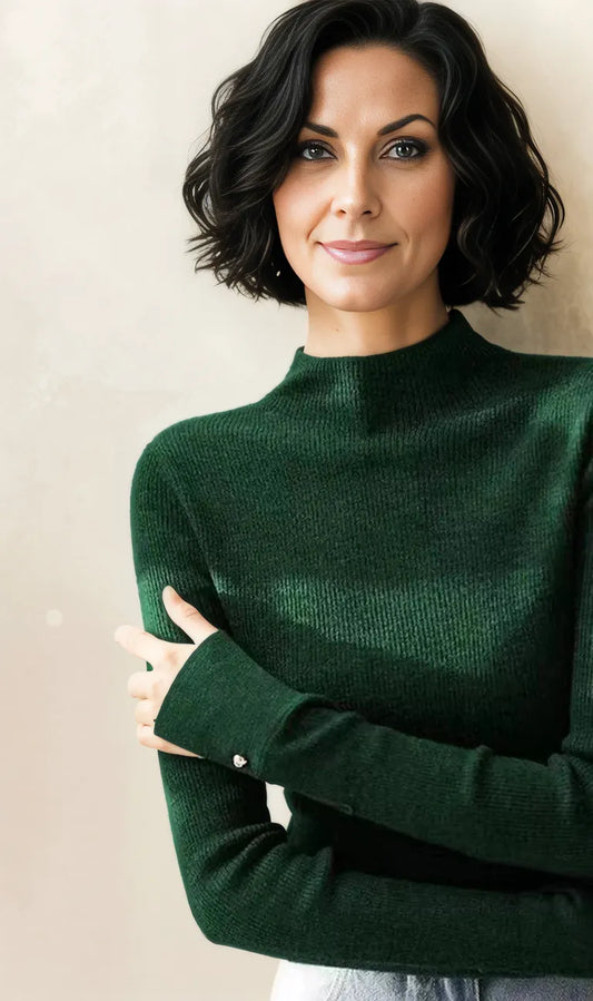 Nele® | Pull classique en tricot roulé Vert