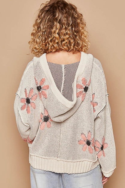 Sandra® | Pull à capuche haut-bas à motif floral