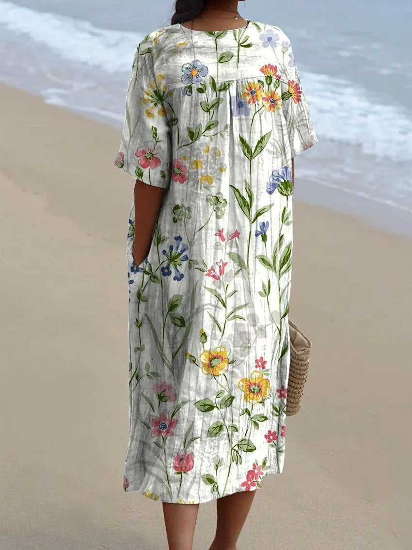 Lena - Robe décontractée vintage à imprimé floral pour femmes