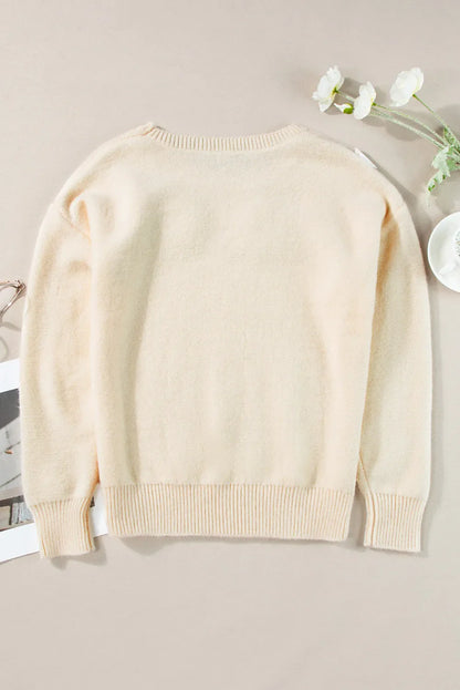 Adèle® | Pull oversize à manches longues et col rond fleuri au crochet