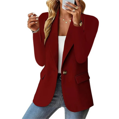 Trine® | Blazer femme décontracté et uni à manches longues et boucle de poche étroite