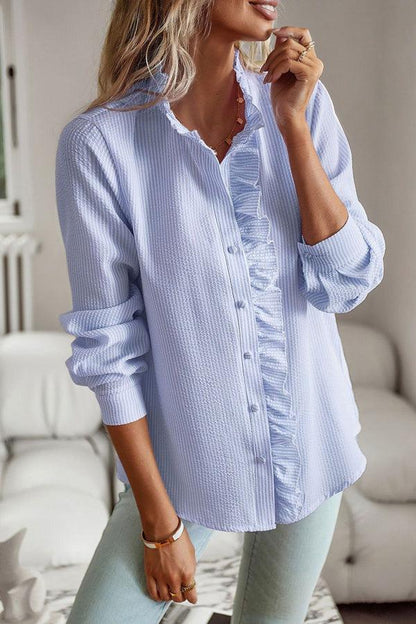 Avelina® | Chemise bleue à manches longues avec imprimé