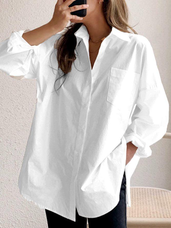 Edda® | Chemise blanche unie à col et manches longues