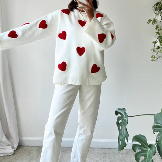 Uta® | Pull Femme En Maille Avec Coeur D'amour Brodé