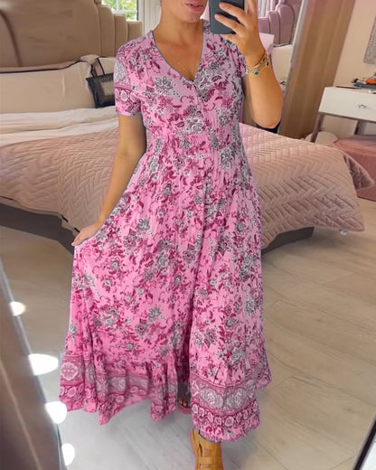 Mila - Robe à imprimé floral avec décolleté en V