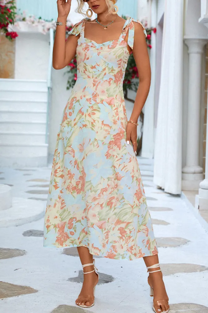 Berta - Robe midi sans bretelles à imprimé floral