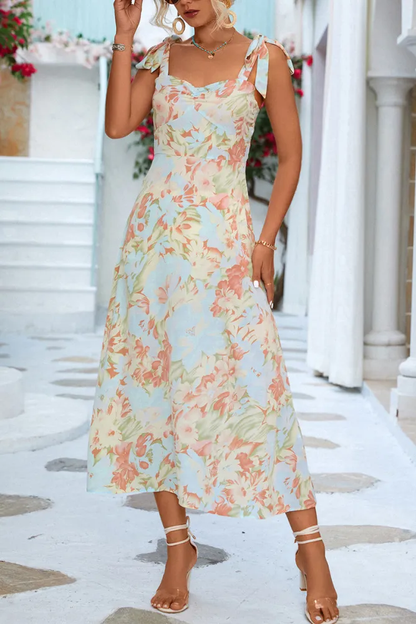 Berta - Robe midi sans bretelles à imprimé floral