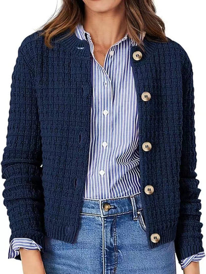 Adèle® | Cardigan boutonné à manches longues et col rond