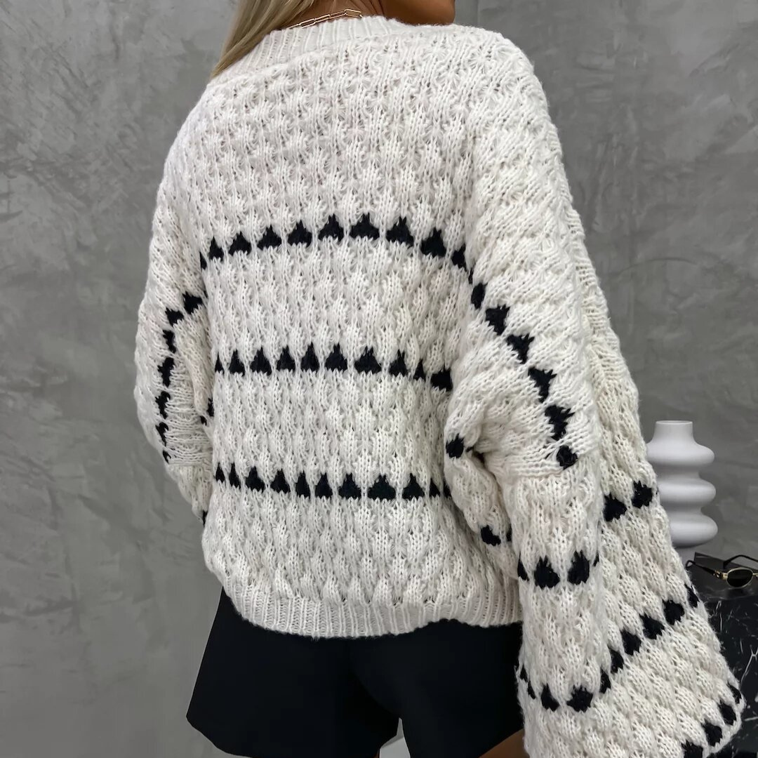 Zaida® | Pull tricoté noir et blanc