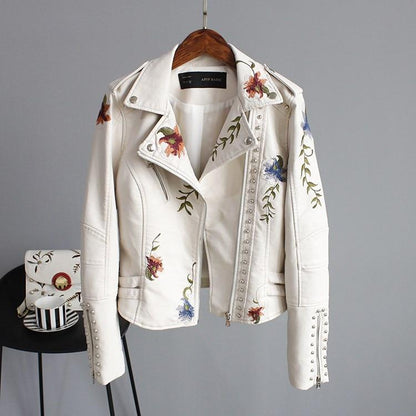 Idaira - Veste En Cuir Avec Broderie De Fleurs