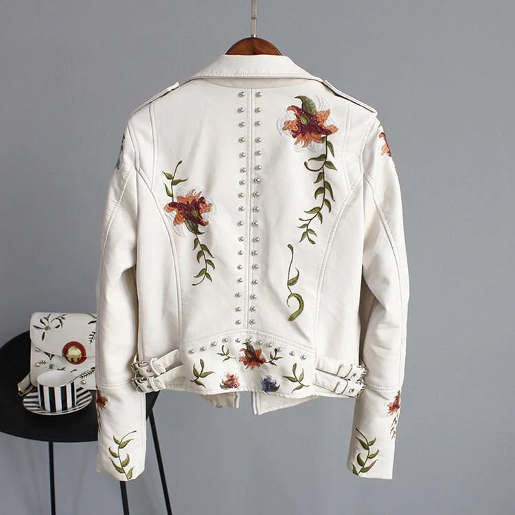 Idaira - Veste En Cuir Avec Broderie De Fleurs