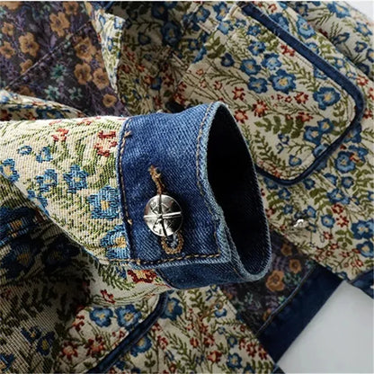 Sophie® | Veste en jean brodée jacquard vintage pour femme