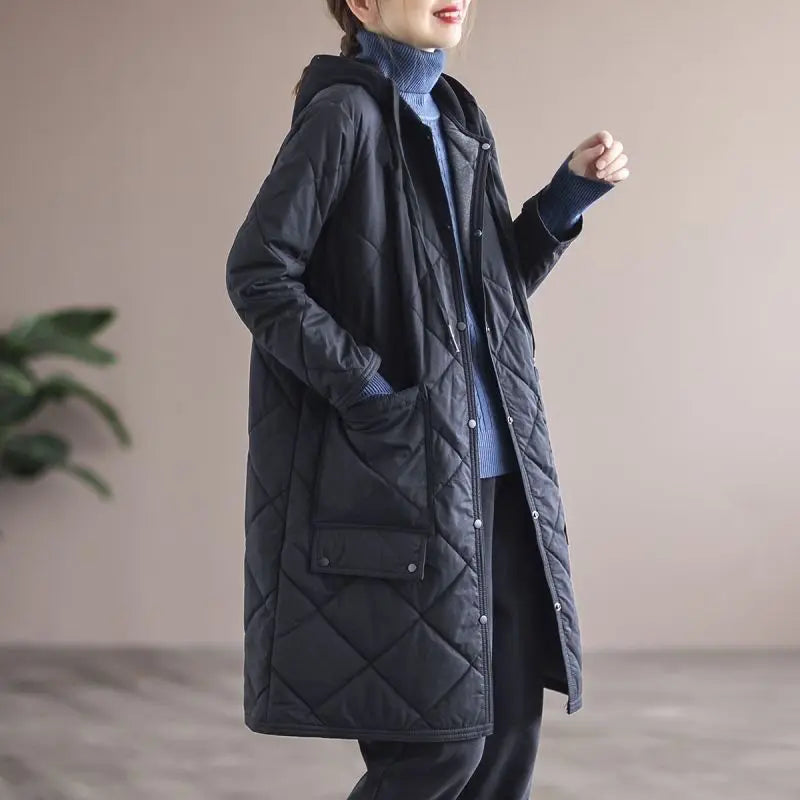 Véga® | Manteau mi-long à simple boutonnage et capuche oversize