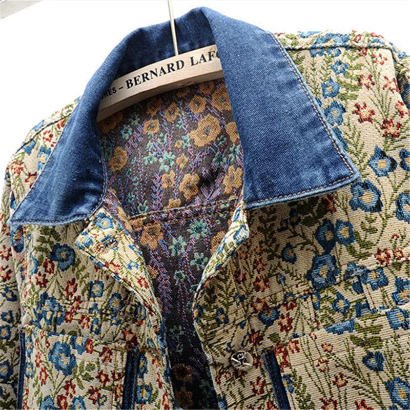 Sophie® | Veste en jean brodée jacquard vintage pour femme