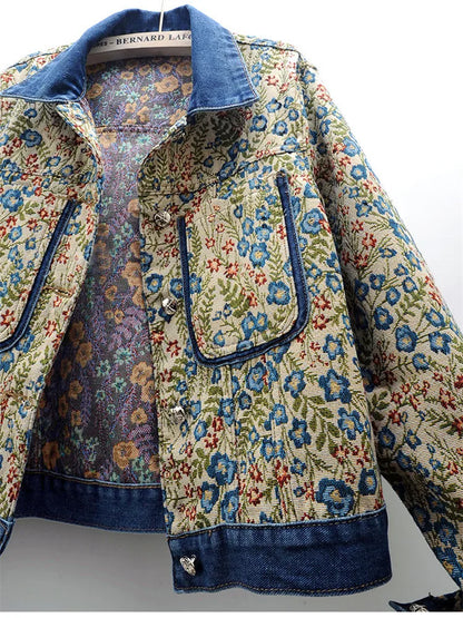 Sophie® | Veste en jean brodée jacquard vintage pour femme