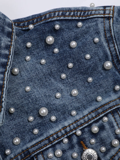 Agathe® | Veste en jean élégante avec décoration de perles