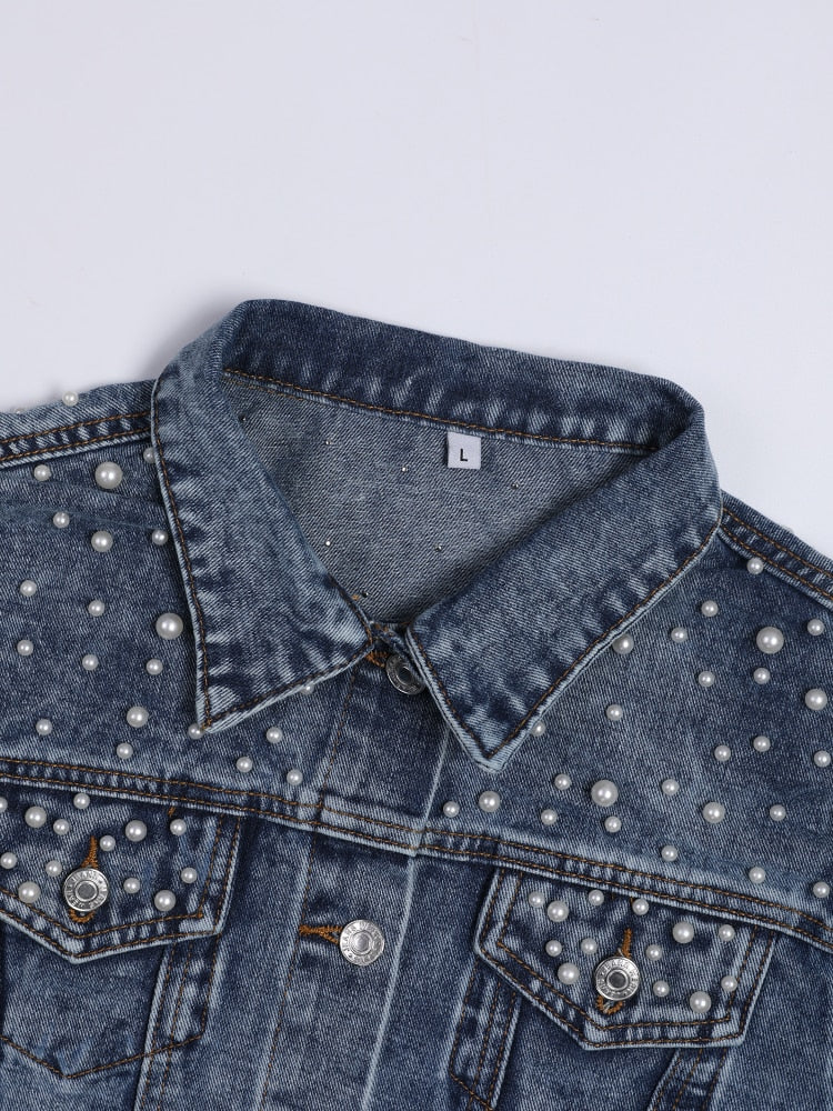 Agathe® | Veste en jean élégante avec décoration de perles