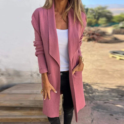 Enid® | Manteau Cardigan Midi en Couleur Unie