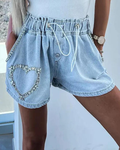 Short avec Cœur en Strass