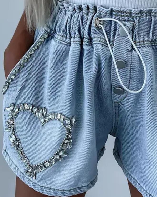 Short avec Cœur en Strass