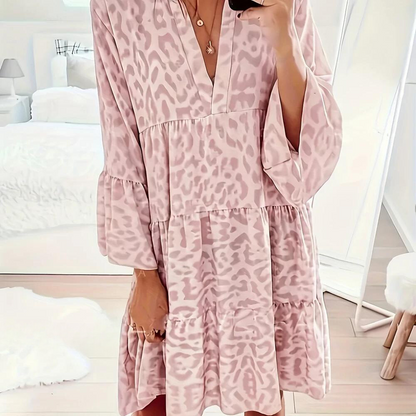 Andrea - Robe boho à imprimé léopard pour femmes, taille plus