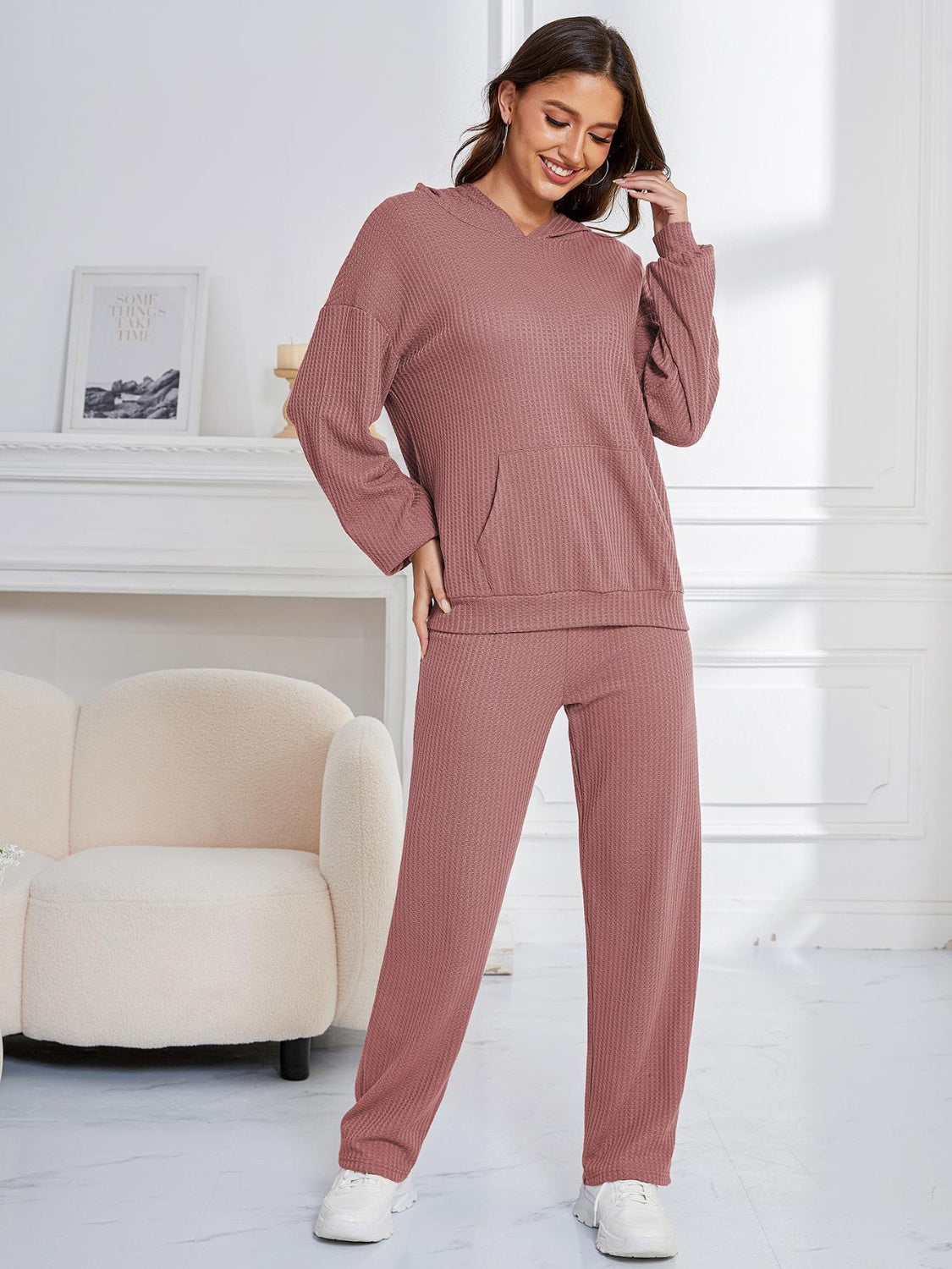 Zahira® | Ensemble sweat à capuche manches longues et pantalon à épaules tombantes