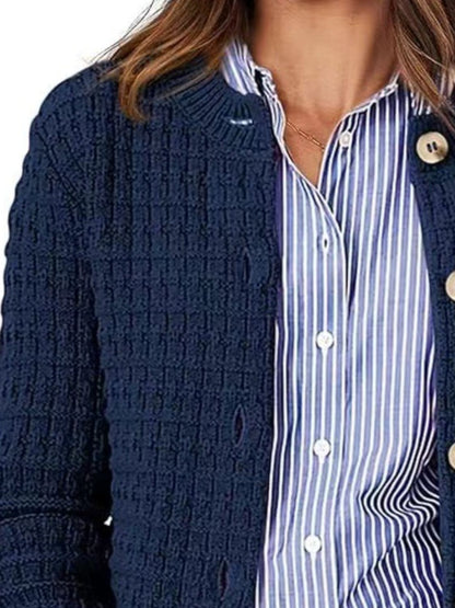 Adèle® | Cardigan boutonné à manches longues et col rond