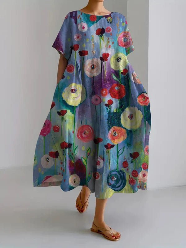 Robe ample pour femmes avec motif artistique de peinture à l'huile