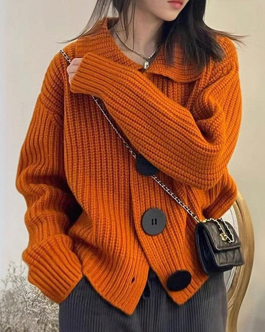 Yara® | Cardigan tricoté orange avec boutons