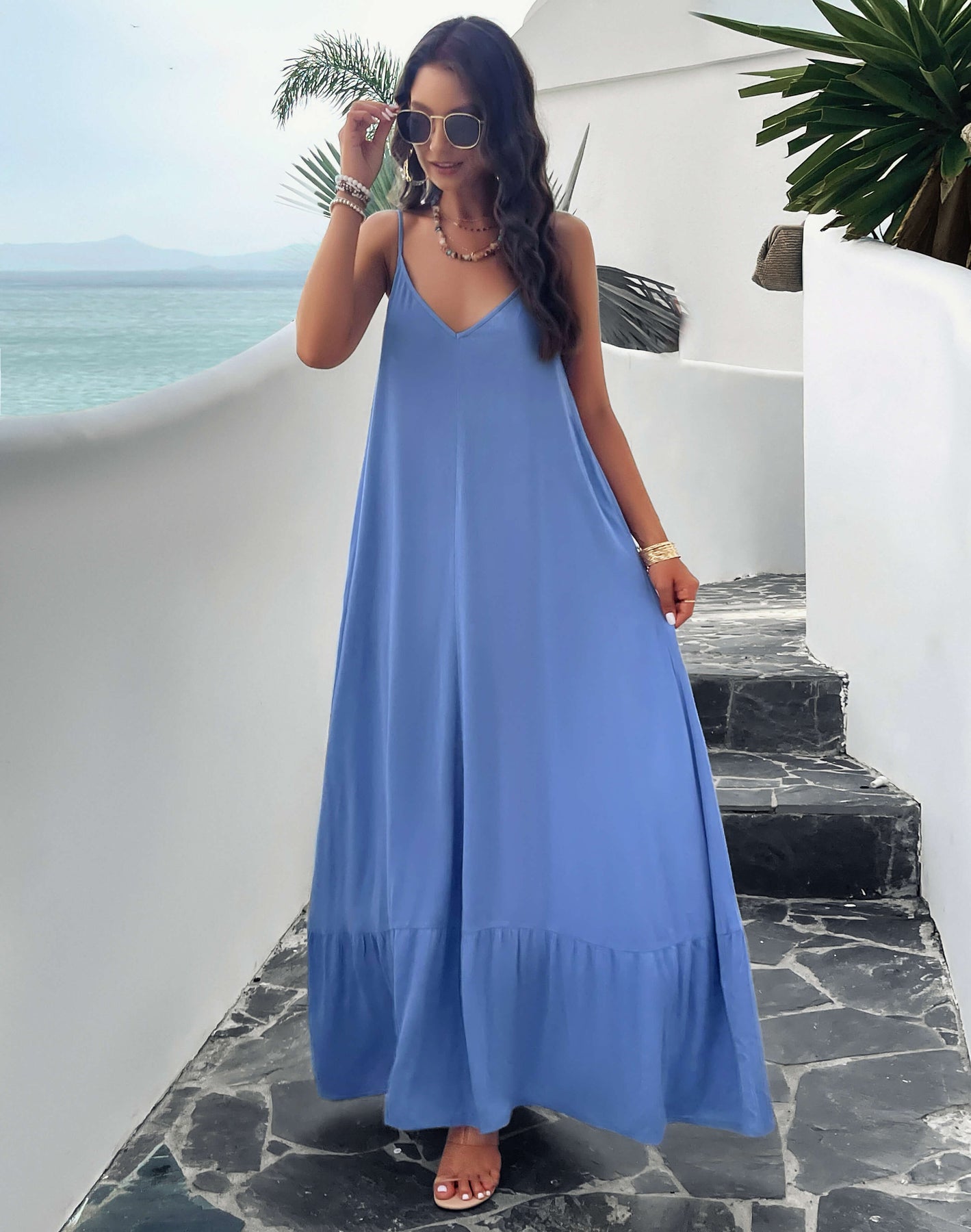 Robe longue Olivian à poches - Bleu