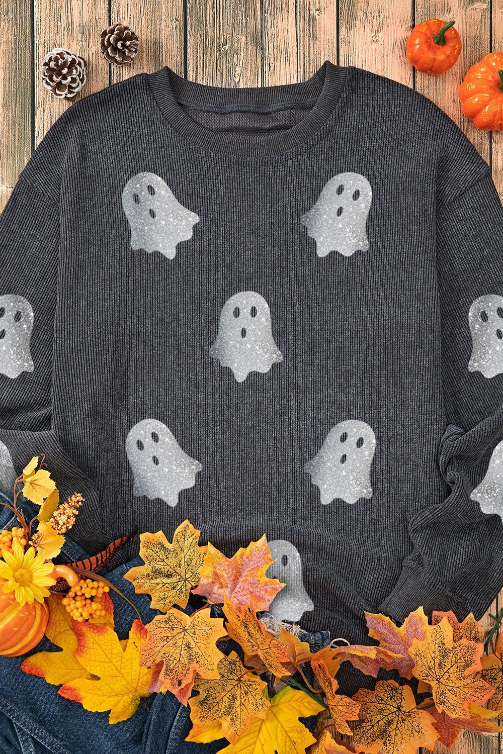 Thérèse® | Sweat ras-du-cou Ghost pailleté à manches longues