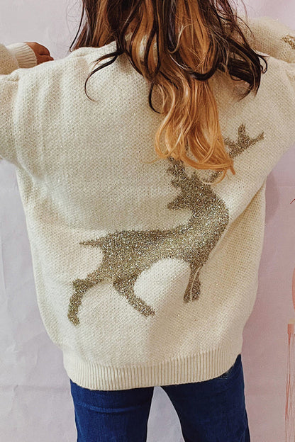 Yolaina® | Pull ras du cou tricoté à motif de Noël et manches longues