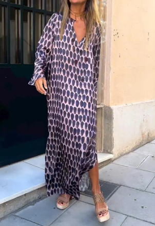 Noa - Robe à manches longues imprimée en batik