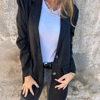 Isolde® | Manteau décontracté mi-long pour femme avec revers boutonnés