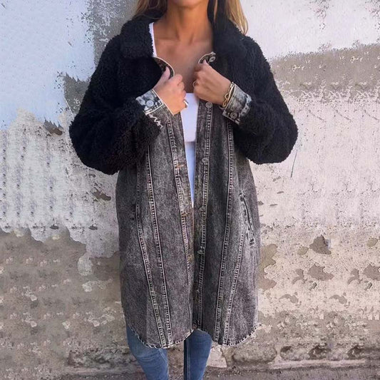 Irina® | Manteau de luxe en denim et peluche pour femme